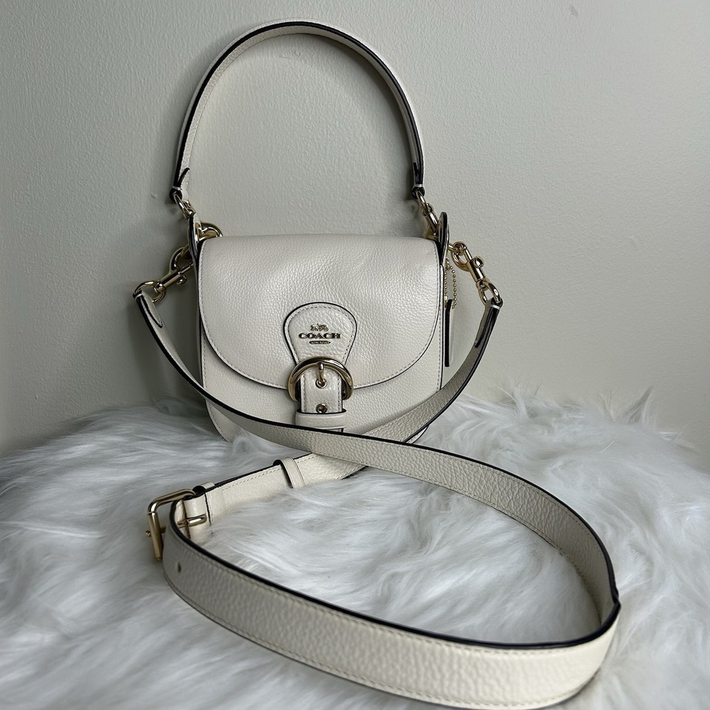 Coach Kleo 17 Chalk White Pebbled Leather Shoulder Bag Excellent - Picture 3 of 12